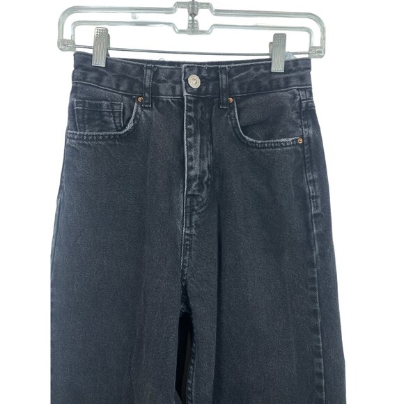 Stradivarius Womens Super Wide-Leg High-Waisted Denim Jeans Black Size 2 - Picture 3 of 8